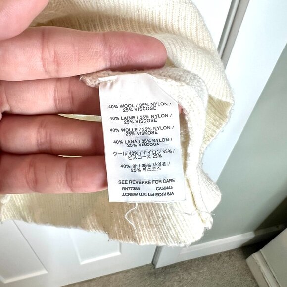 J. Crew Cream Cable Knit Wool Blend Crew Neck Lightweight Preppy Minimalist M - Picture 3 of 5